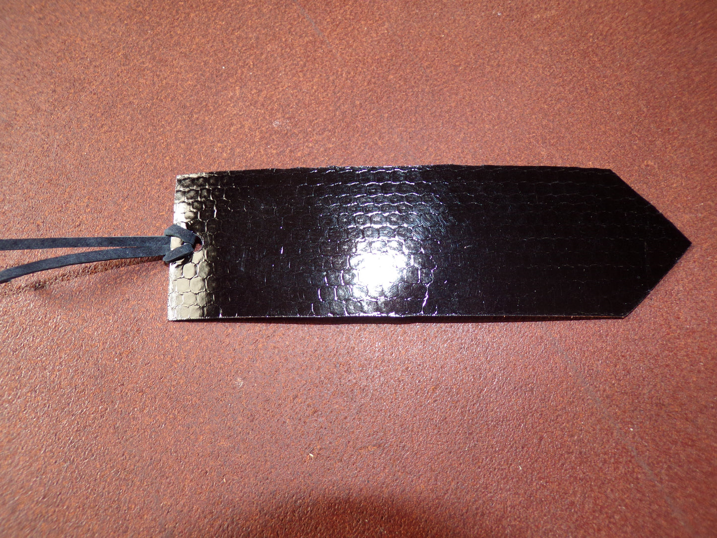 Styxhexenhammer666 Leather Bookmarks Orange with Black Snakeskin backing