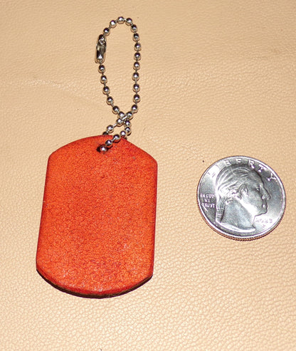 Styx Dog Tag Keychain Orange leather medium w/Ouroboros with wings