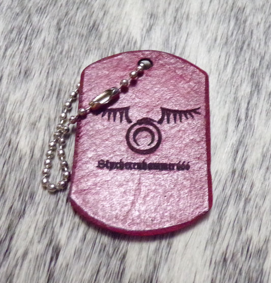 Styx Dog Tag Keychain Red Leather Large w/Ouroboros with wings