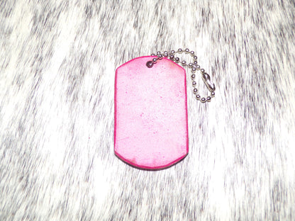 Celtic Dragon Dog Tag Leather key chain Pink