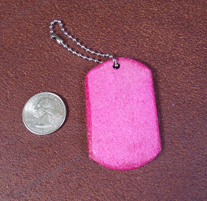 Butterfly Dog Tag Leather key chain Pink