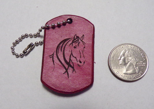 Horse Dog Tag Leather key chain