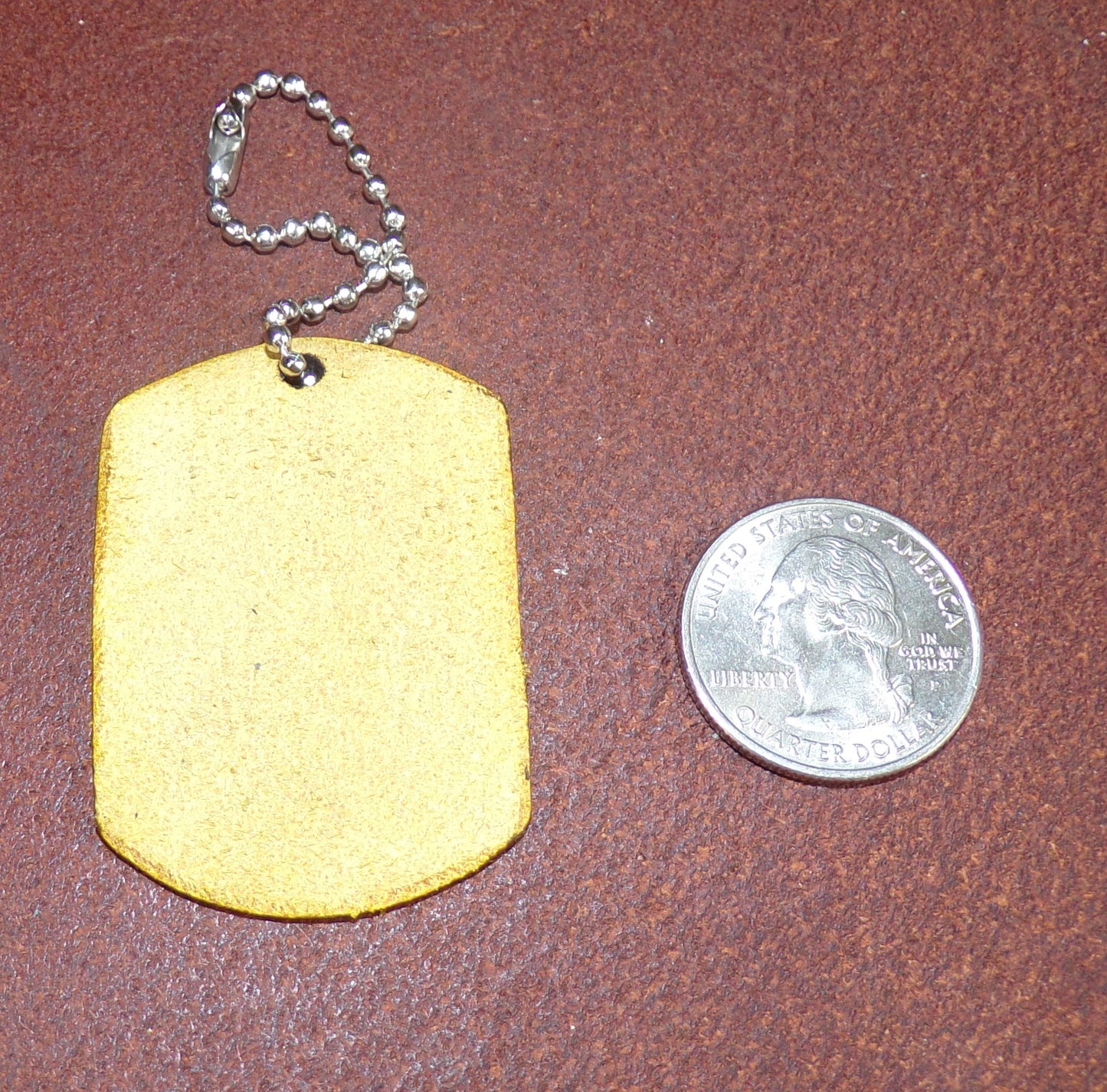 Styx Dog Tag Keychain Yellow Leather Large Ouroboros