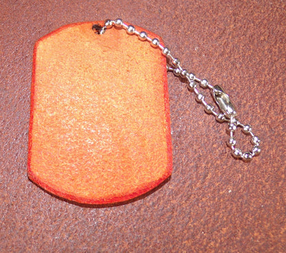 Styx Dog Tag Keychain Orange Leather Large Ouroboros