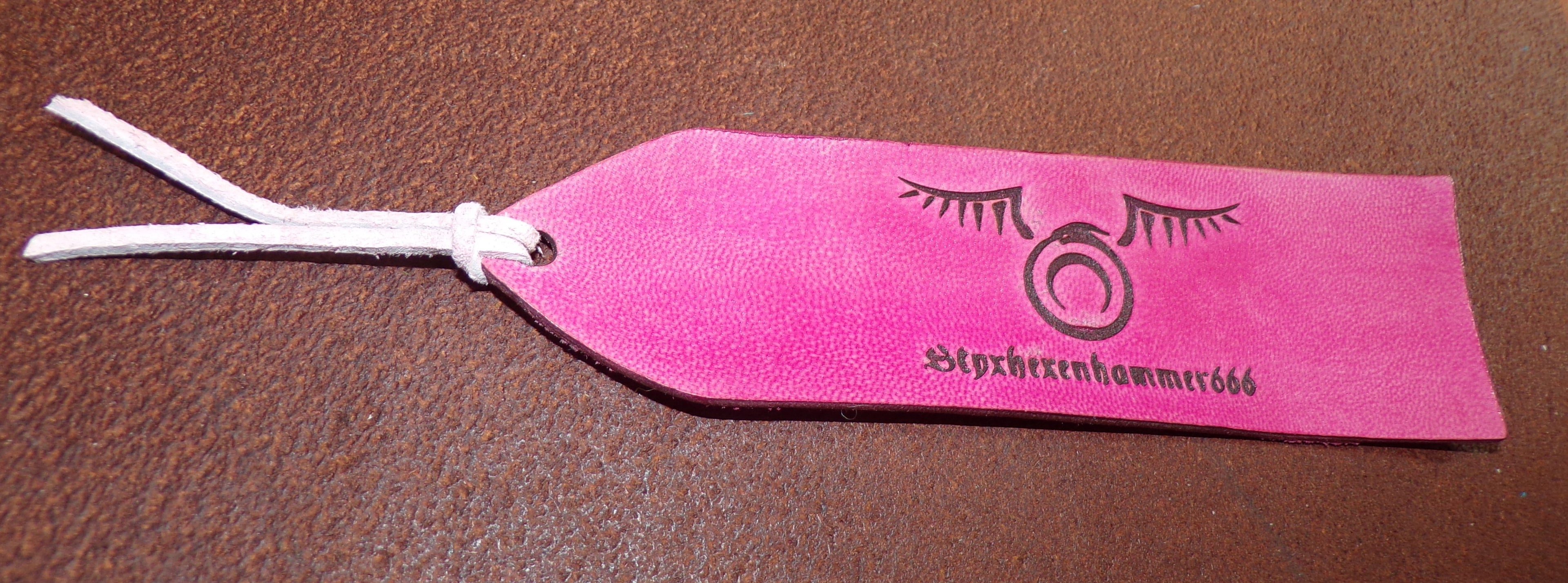 Styxhexenhammer666 Leather Bookmark Pink