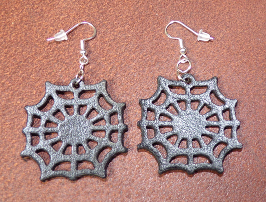 Halloween leather Spiderweb earrings
