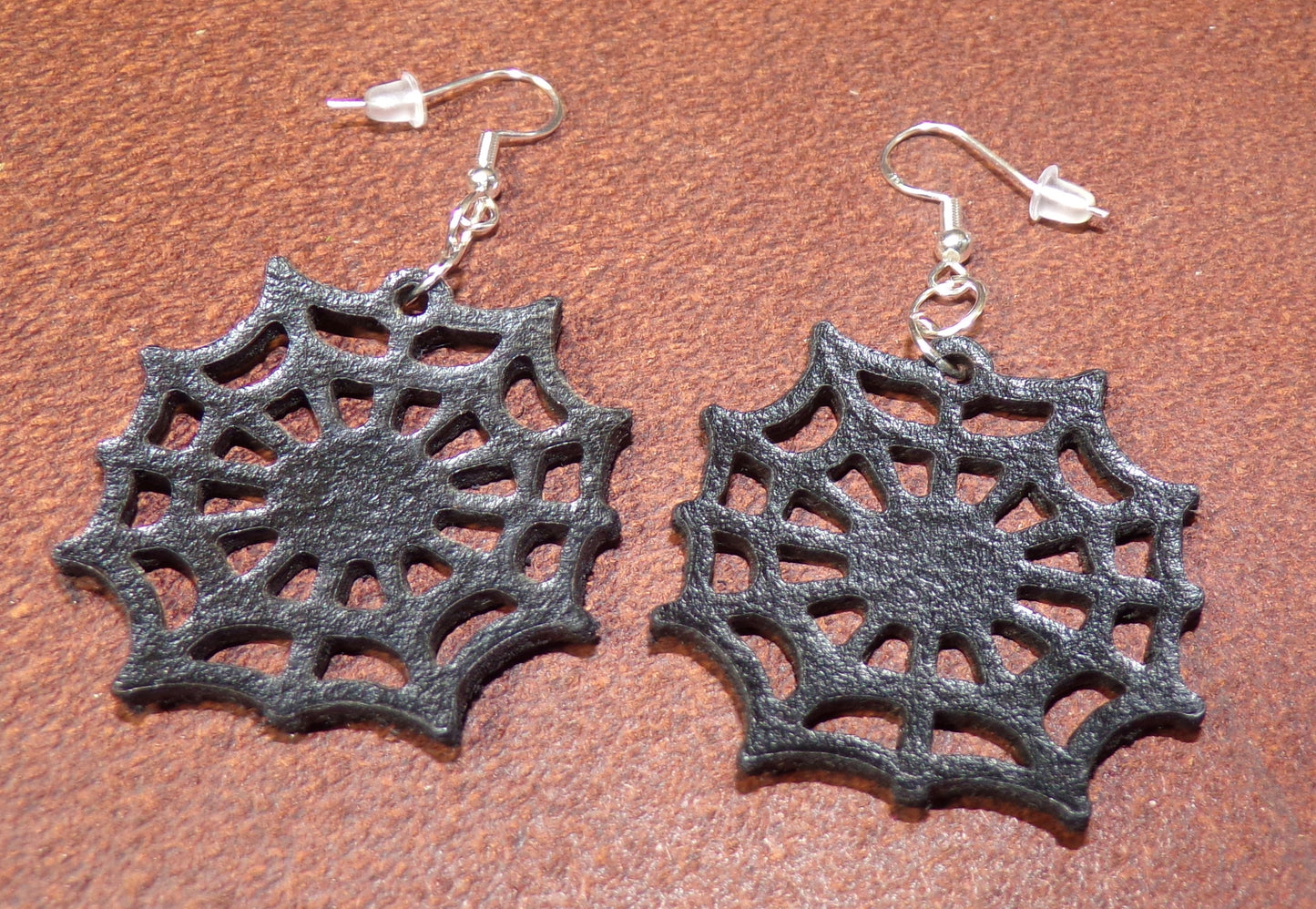 Halloween leather Spiderweb earrings