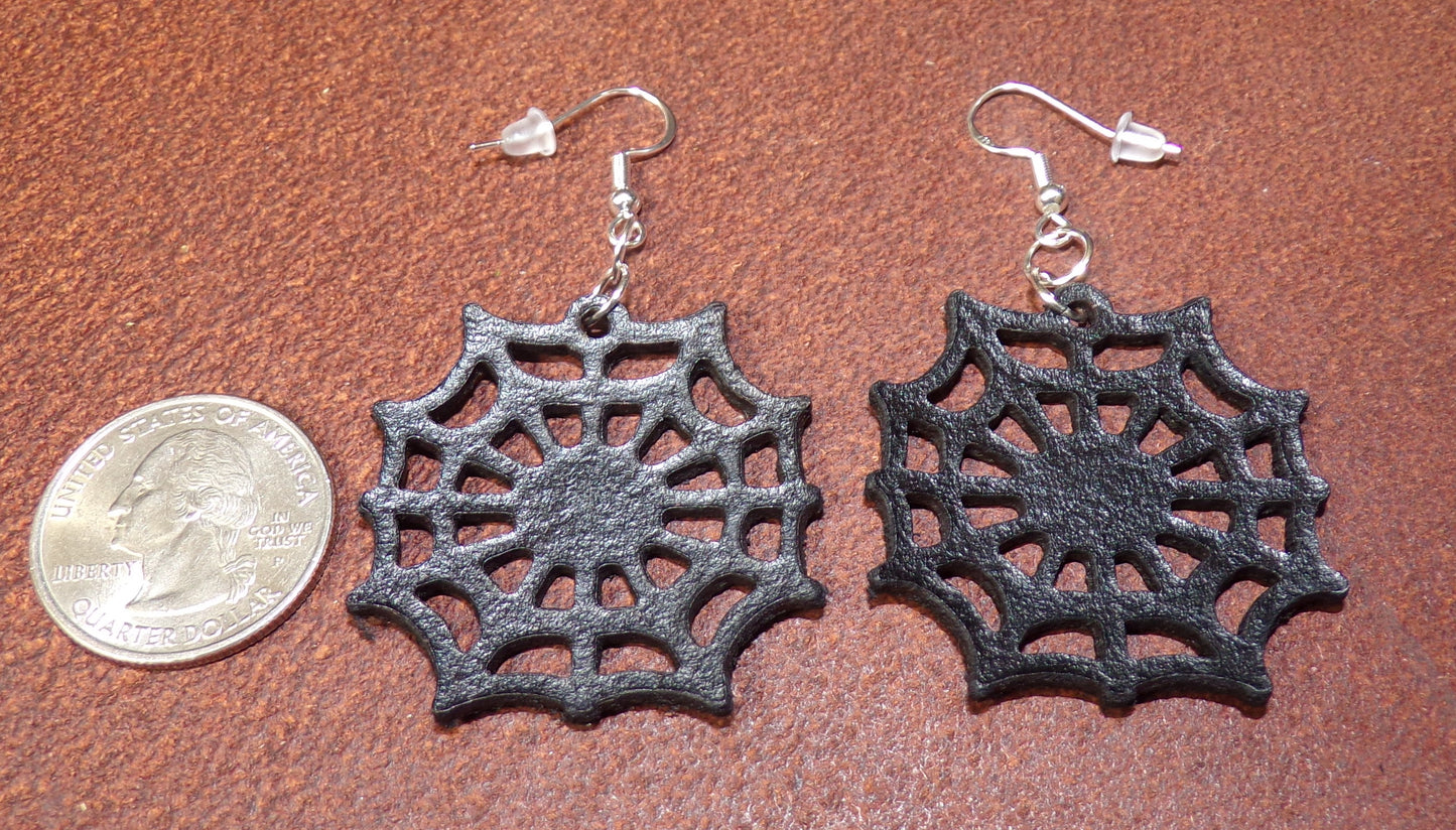 Halloween leather Spiderweb earrings