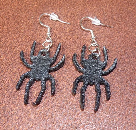 Halloween leather Spider earrings