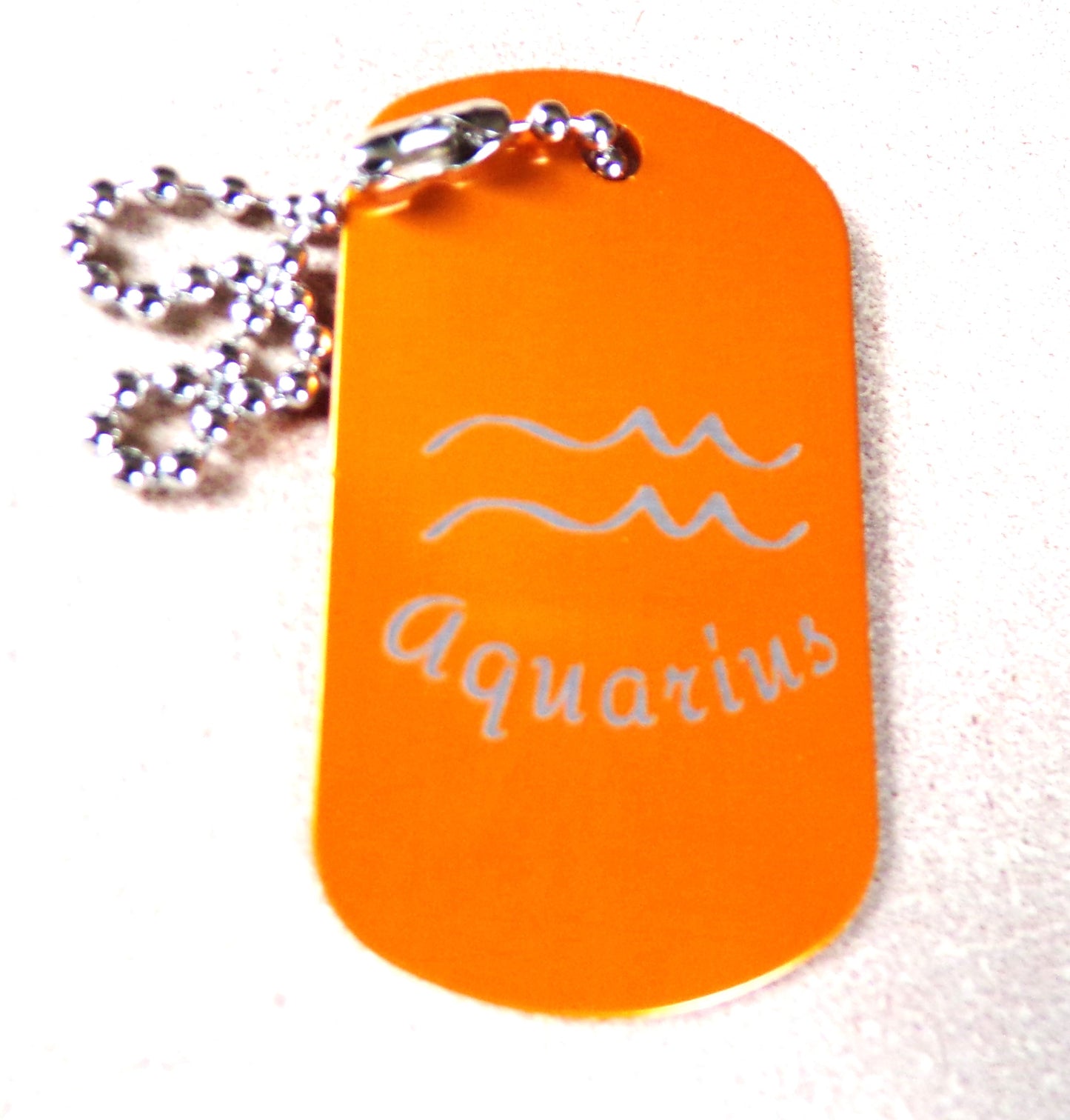 Aquarius Key Chain Metal Dog Tag Engraved Zodiac Sign