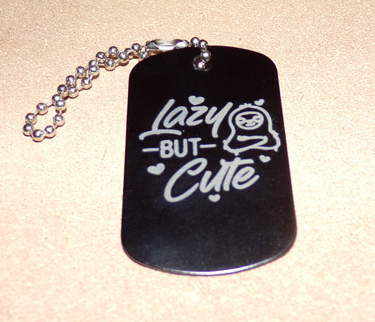 Lazy but Cute Sloth Key Chain Dog Tag Style Metal Engraved