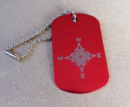 Celtic Knot Compass Rose Key Chain Dog Tag Metal