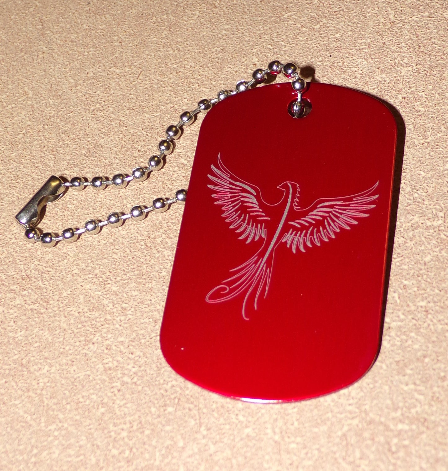 Porte-clés gravé Phoenix Dog Tag en métal