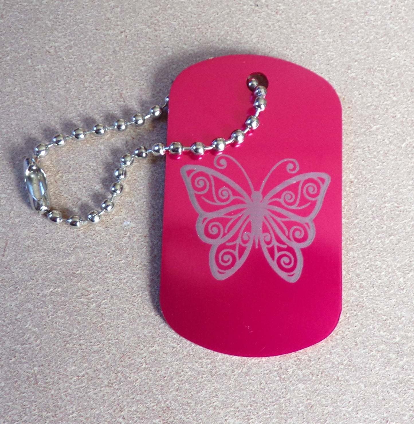 Butterfly Dog Tag Keychain Metal