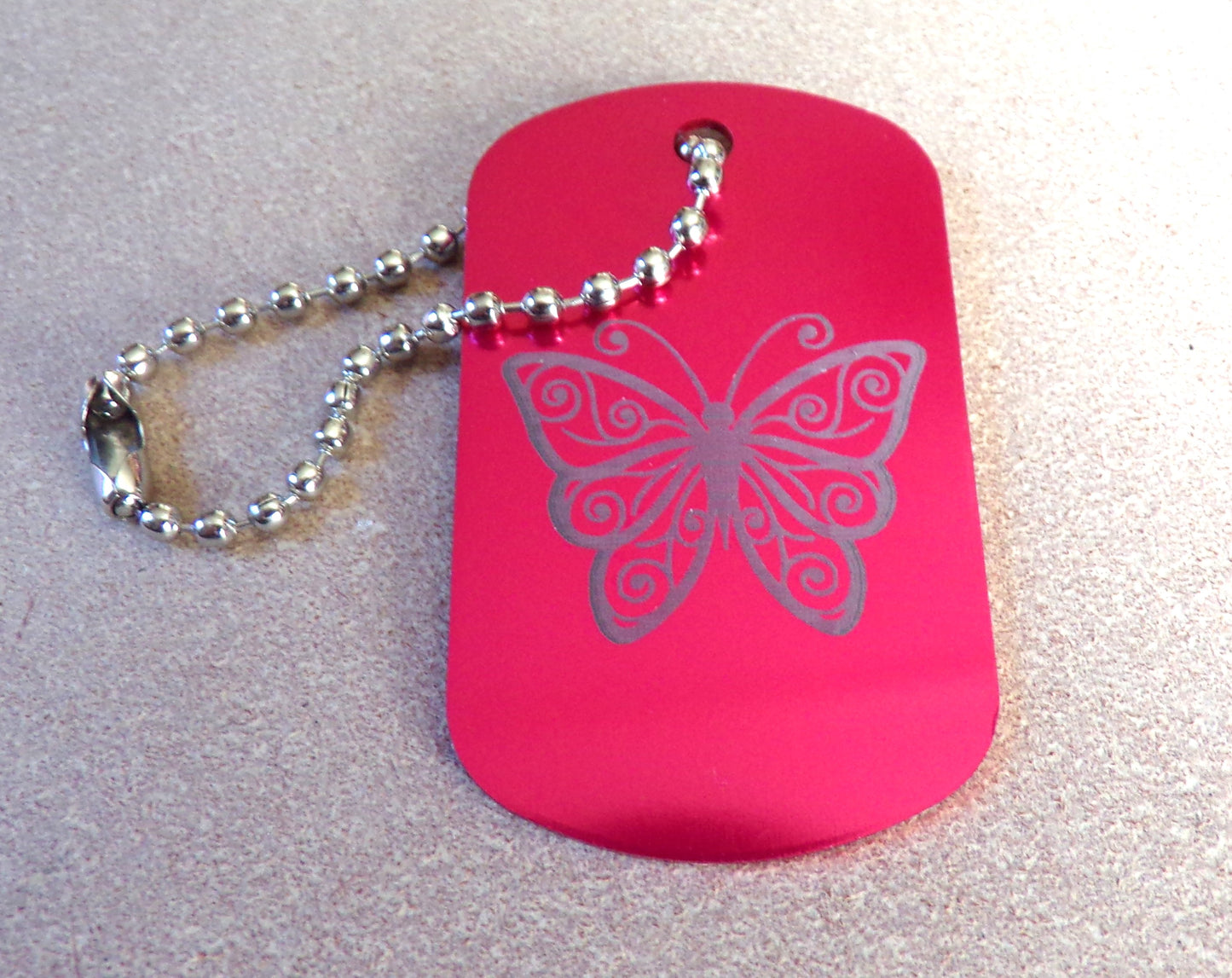 Butterfly Dog Tag Keychain Metal