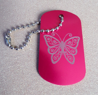 Butterfly Dog Tag Keychain Metal