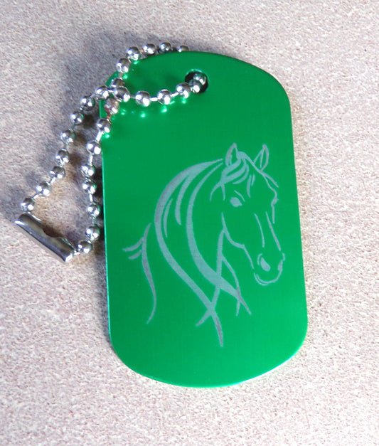 Horse Engraved Key Chain Dog Tag Metal