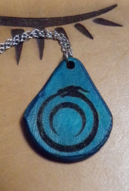 Styx Amulet Turquoise Leather with Stainless chain