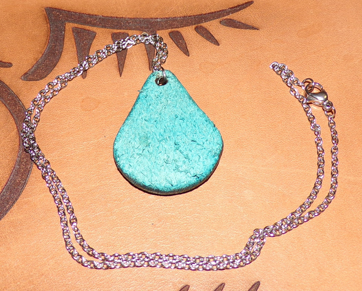 Styx Amulet Turquoise Leather with Stainless chain