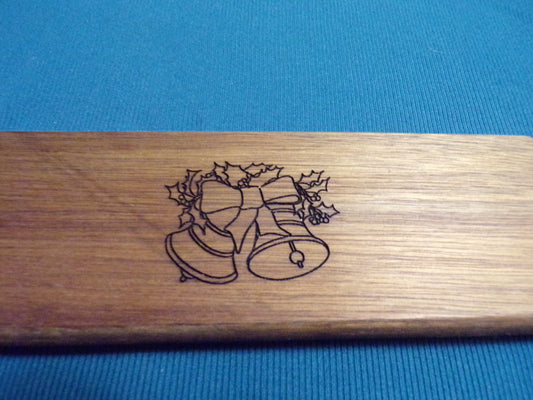 Acacia wood Cutting/Charcuterie board engraved with Christmas Bells