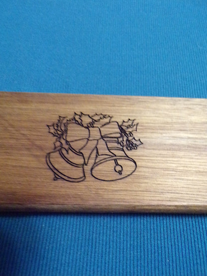 Acacia wood Cutting/Charcuterie board engraved with Christmas Bells