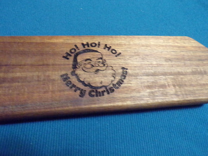 Acacia wood Cutting/Charcuterie board engraved with Santa
