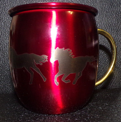 Mule Mug with Horse design Red