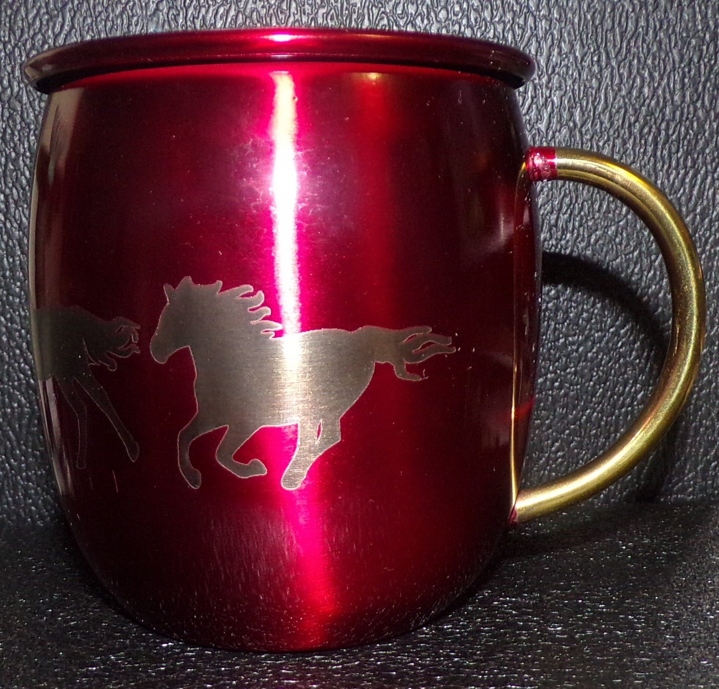 Mule Mug with Horse design Red