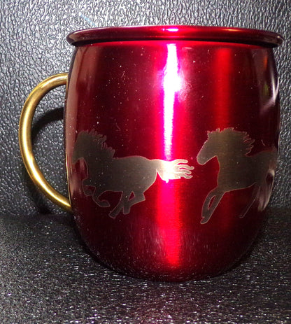 Mule Mug with Horse design Red