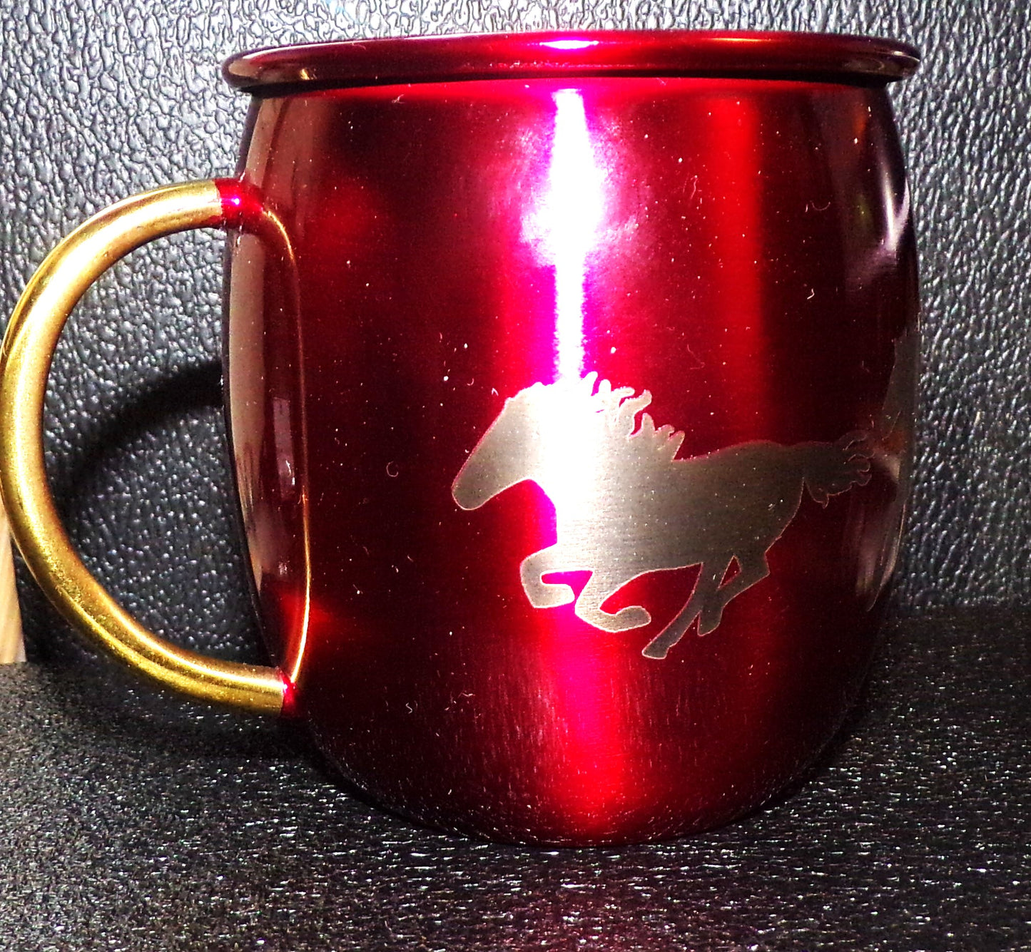 Mule Mug with Horse design Red