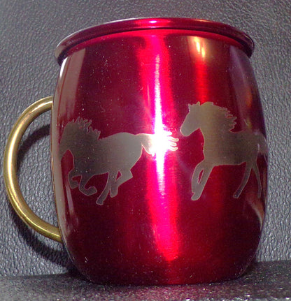 Mule Mug with Horse design Red