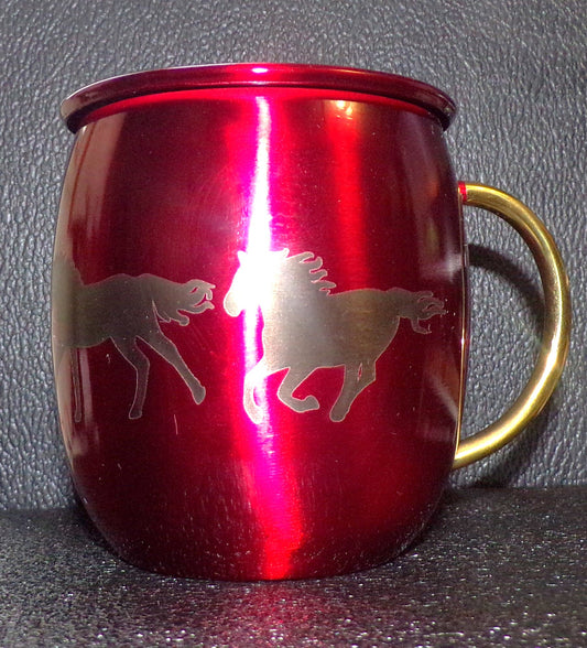 Mule Mug with Horse design Red