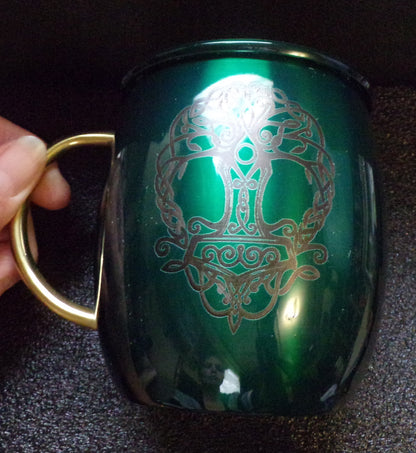 Mule Mug a Mjolnir/Tree of Life engraving