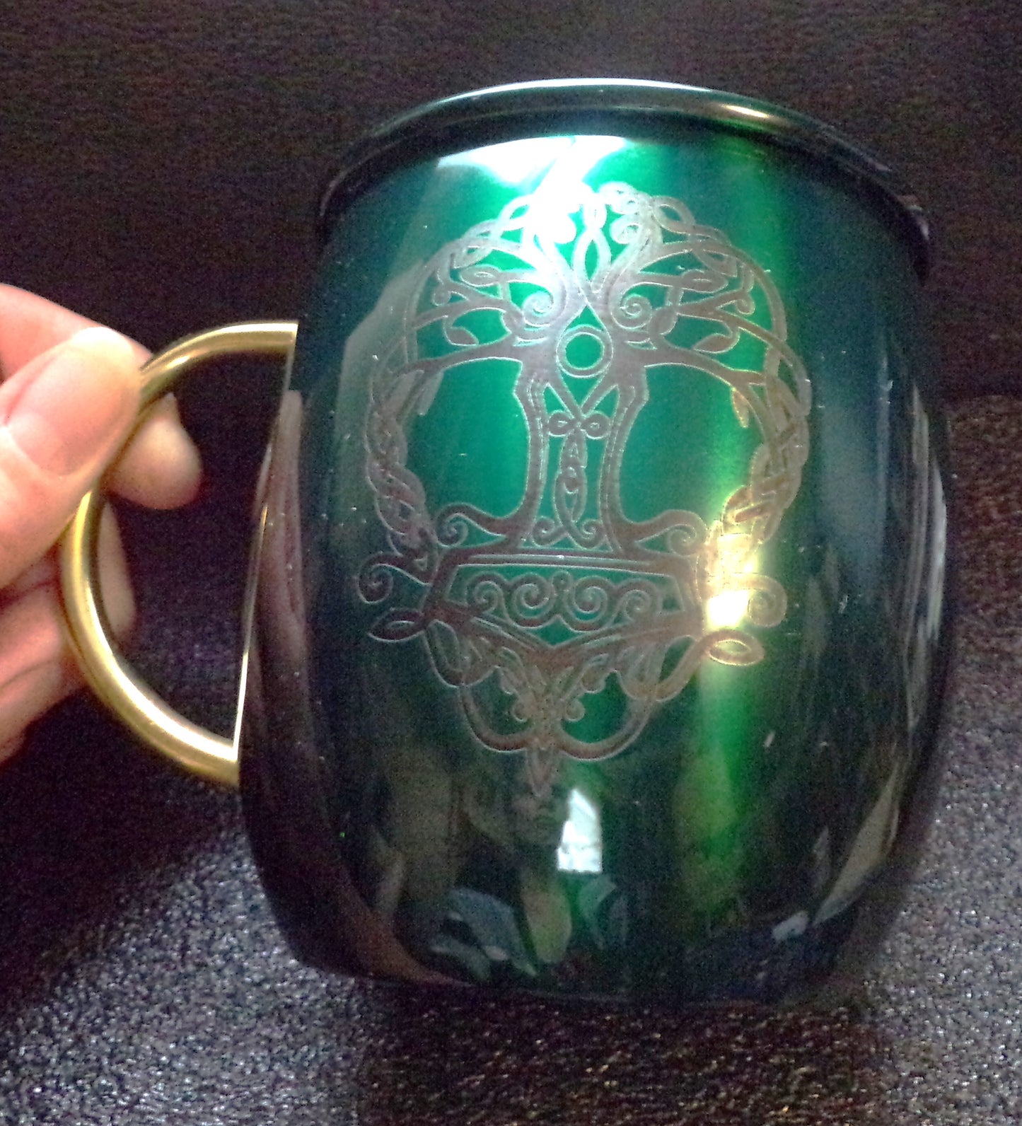 Mule Mug a Mjolnir/Tree of Life engraving