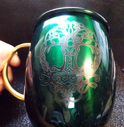 Mule Mug a Mjolnir/Tree of Life engraving