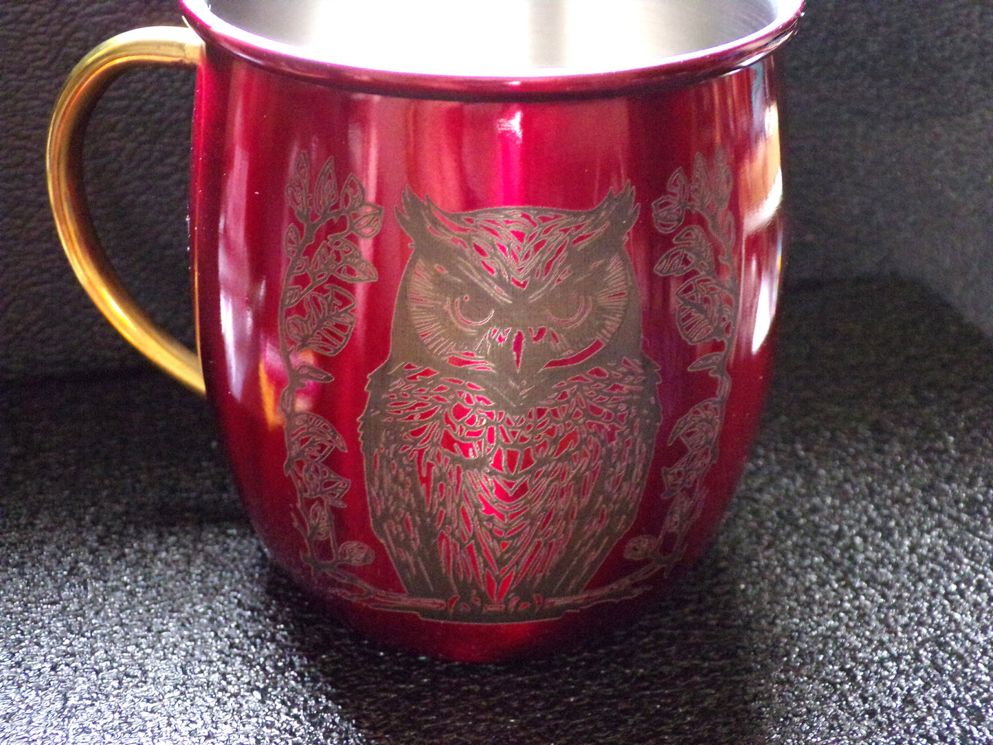 Mug Mule avec image de hibou rouge