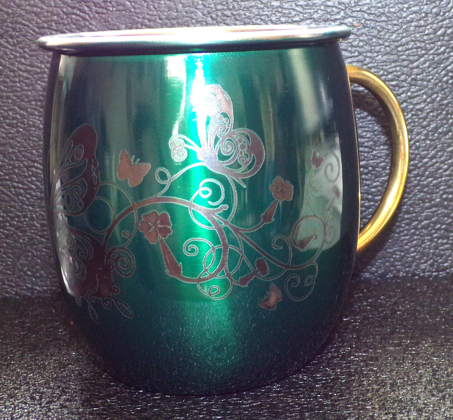 Mule Mug with Floral Butterfly Design Green