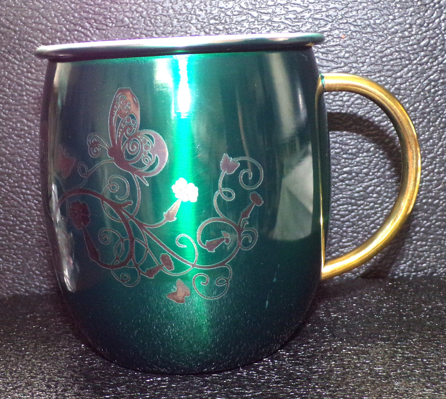 Mule Mug with Floral Butterfly Design Green