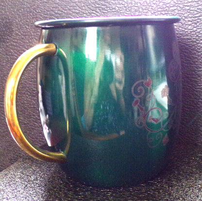 Mule Mug with Floral Butterfly Design Green