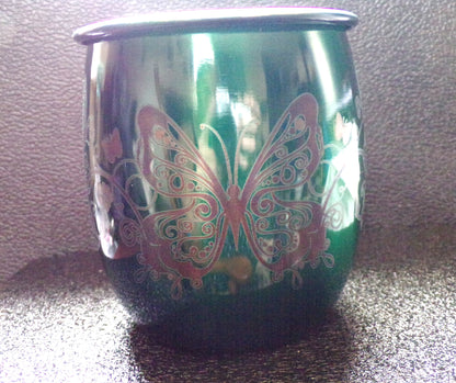 Mule Mug with Floral Butterfly Design Green