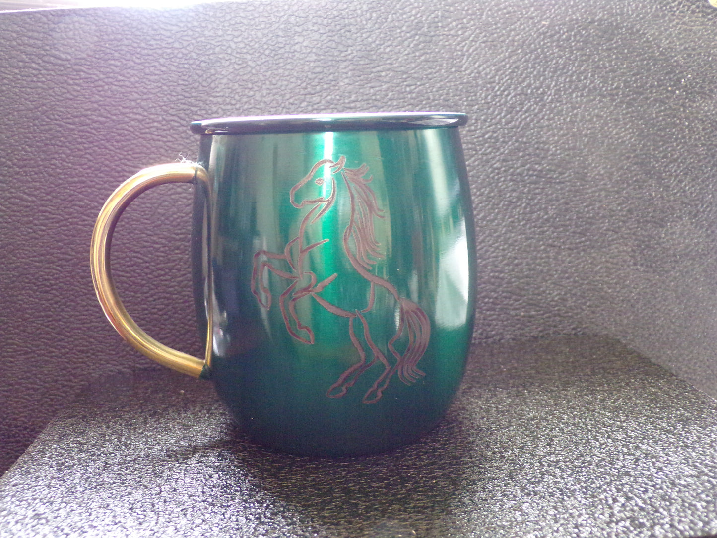 Mug Mule avec motif cheval vert