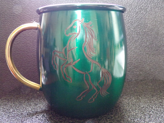 Mule Mug with Horse design Green