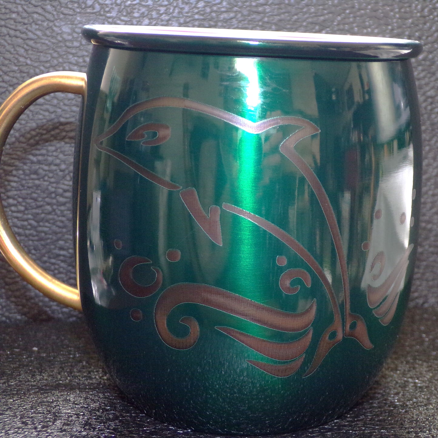 Mug Mule avec gravure Dauphin Vert