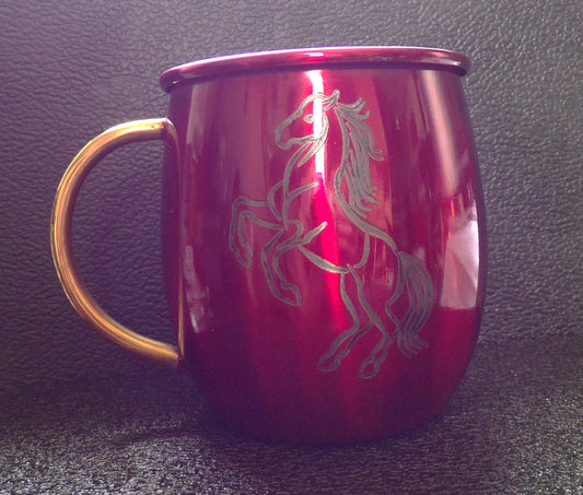 Mule Mug with Horse design Red