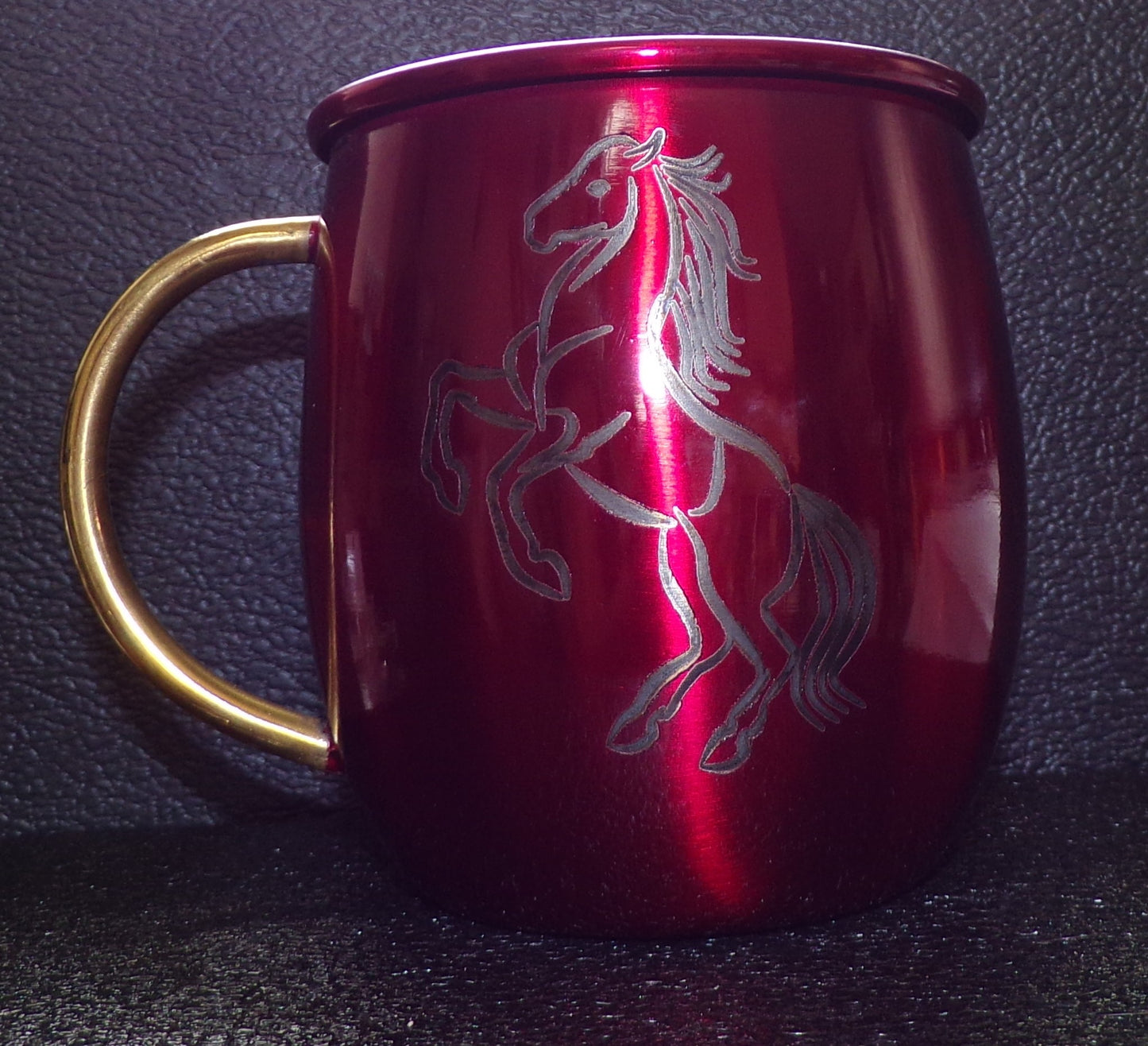 Mule Mug with Horse design Red