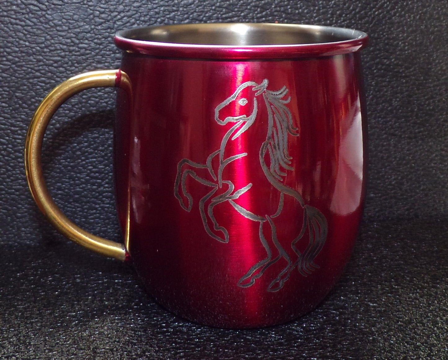 Mule Mug with Horse design Red