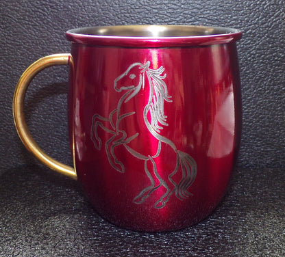 Mule Mug with Horse design Red