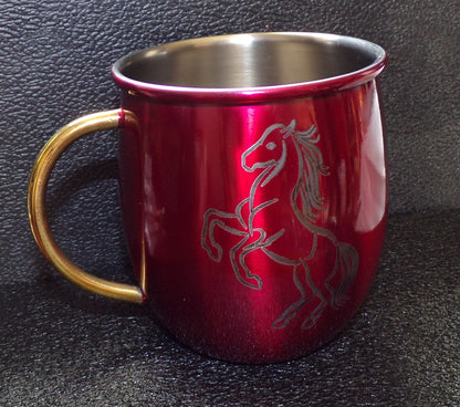 Mule Mug with Horse design Red