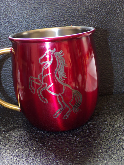 Mule Mug with Horse design Red