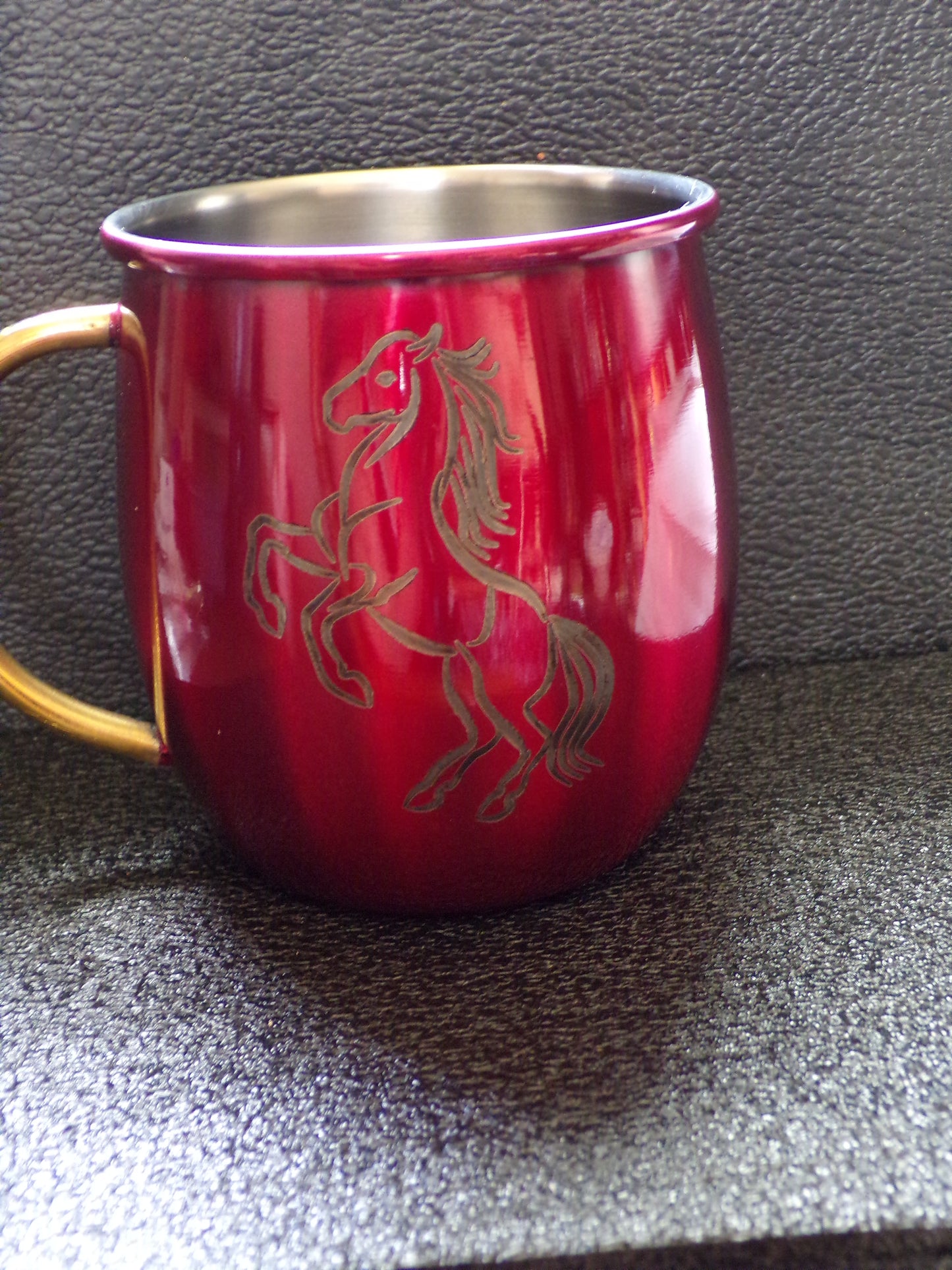 Mule Mug with Horse design Red